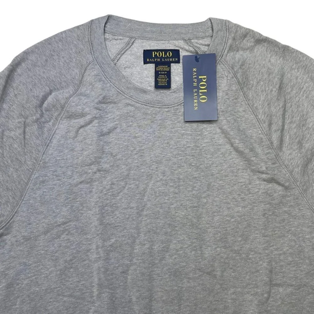 Polo Ralph Lauren Raglan Grey Crewneck Regular Fit Mens Sleepwear Sweatshirt - Picture 5 of 14